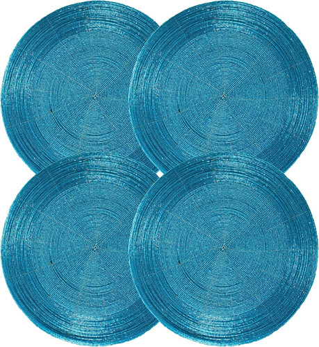 Beaded round placemat set 4 - beaded,