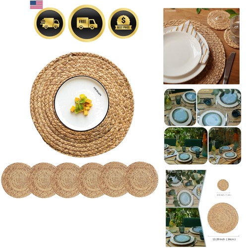 Round woven placemats set - round, of