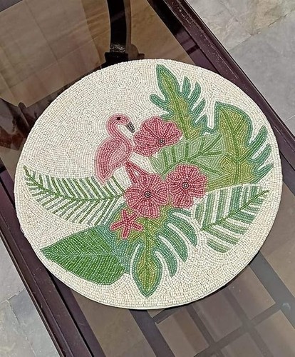 Handmade beaded placemat round - handmade,