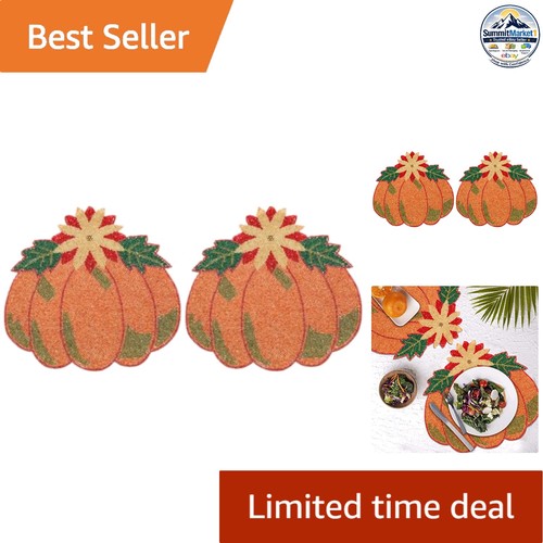 Beaded pumpkin placemats - pumpkin, set