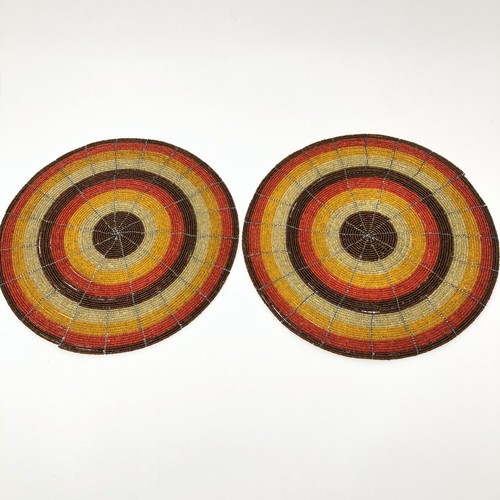 Beaded table mats round brown - mats,