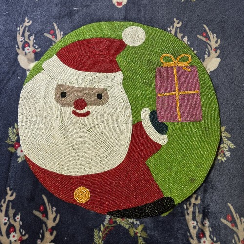 Handmade beaded santa - beaded,