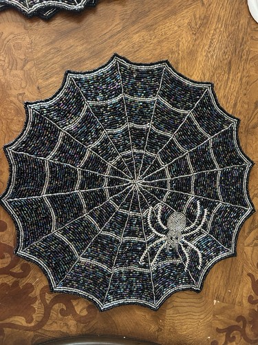 Spiderweb beaded placemat - spiderweb,