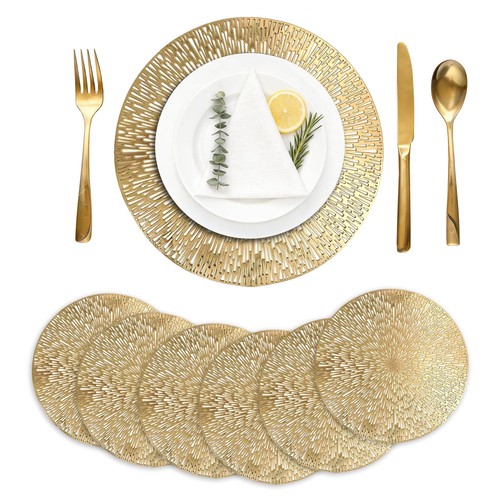 Pcs gold round placemats 15 - pcs,