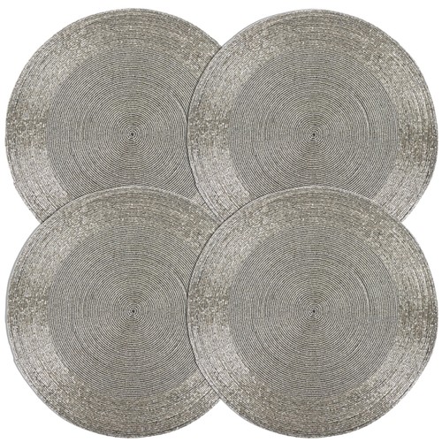 Beaded round rustic placemats - beaded,