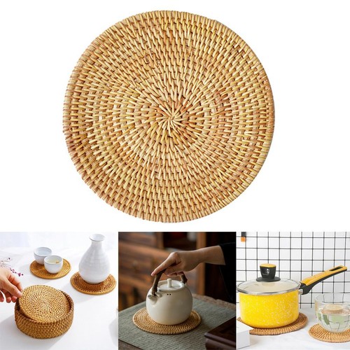 Rattan placemat coaster - rattan, table