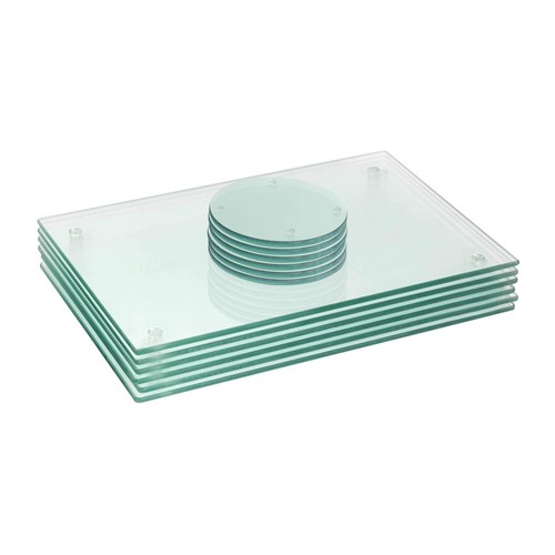 12pc glass placemats round - 12pc,