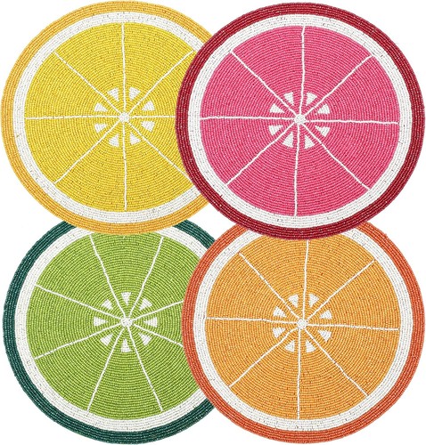 Beaded charger placemats set - placemats,