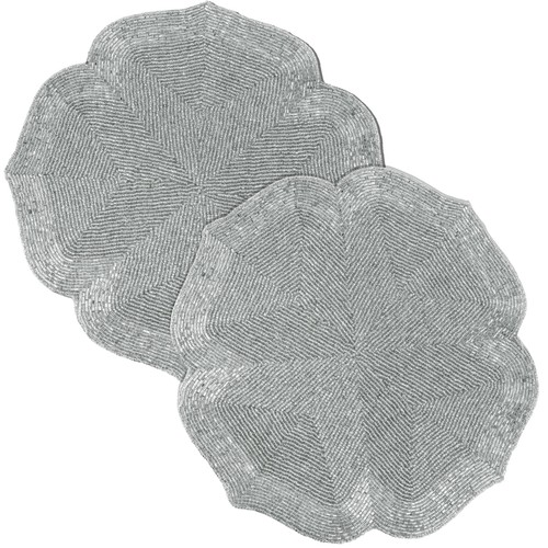 Silver beaded placemats set - set, of